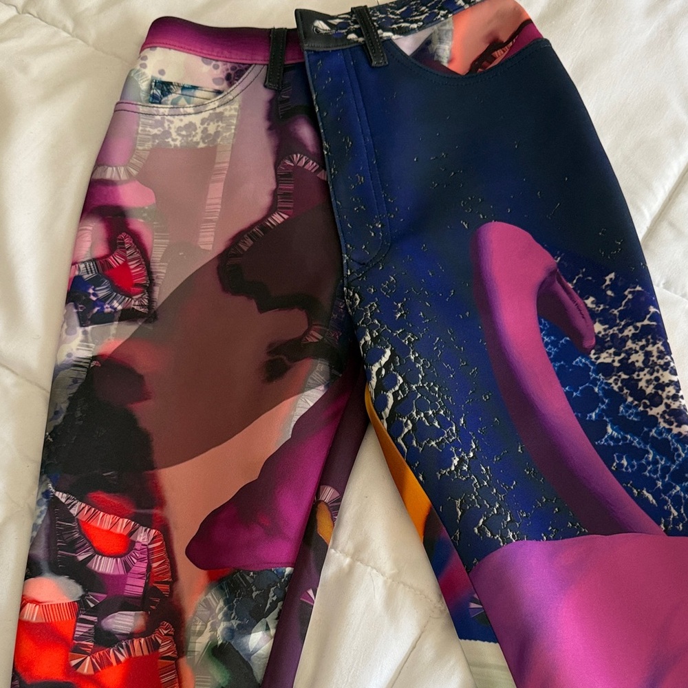 Maison Margiela Women Pant- Bold Pink & Navy Print